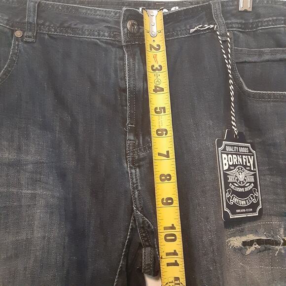 Born Fly Men's 42x30 Denim Jeans Embroidered Stitching Distressed Hip Hop EUC - Picture 15 of 16
